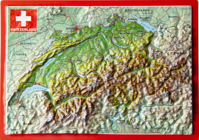 Georelief Reliefpostkarte Schweiz